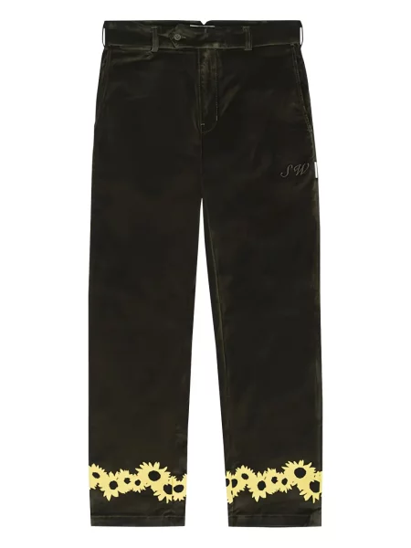 Pantaloni Saintwoods cu model floral verde