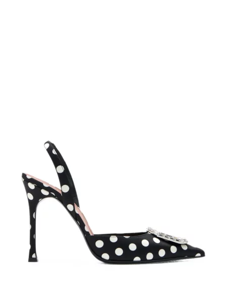 Pantofi cu toc Amina Muaddi cu buline negru