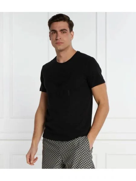 Emporio Armani Póló len hozzáadásával fekete