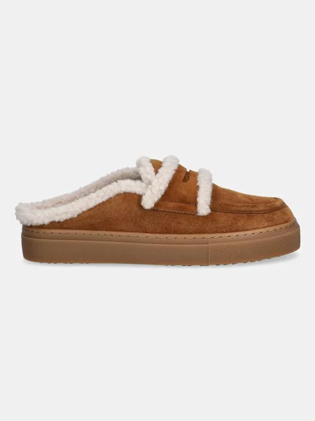 Inuikii papuci de piele întoarsă Mule Wool maro