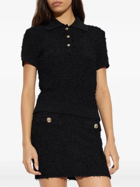 Μικρός polo Balmain tweed μαύρο