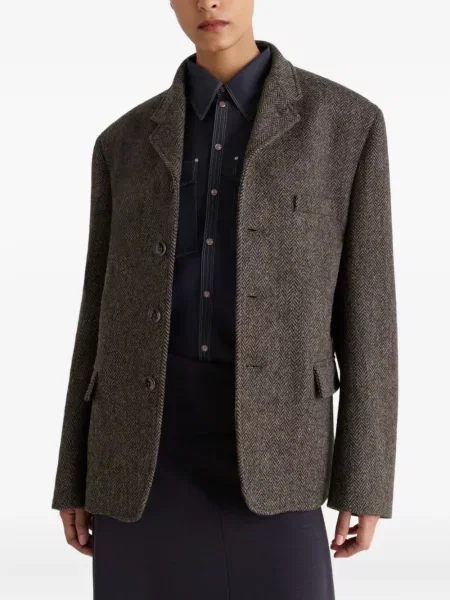 Sacou Lemaire cu model herringbone maro