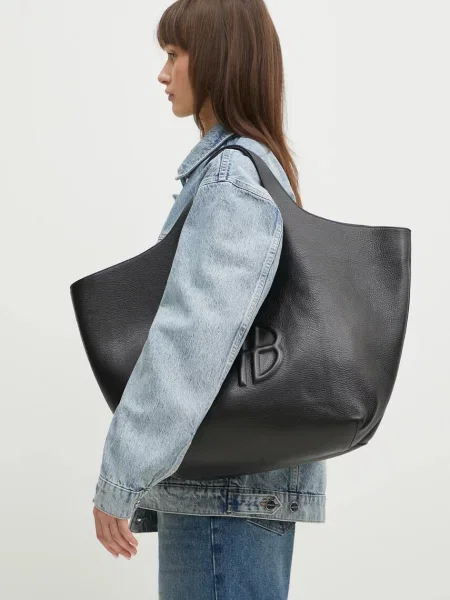 Anine Bing geanta de piele Lili Tote negru