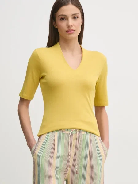 Тениска United Colors of Benetton дамска зелено жълто