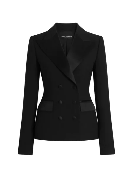 Geacă Dolce & Gabbana de lână cu două rânduri de nasturi negru