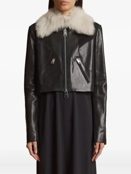 Geanta de piele Khaite negru