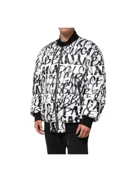 Kurtka bomber Dolce And Gabbana z nadrukiem biały