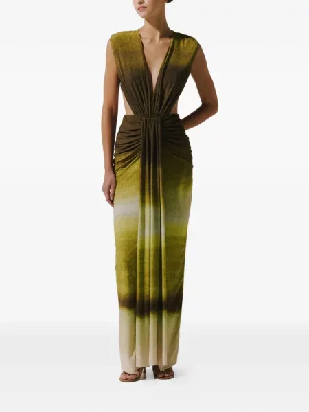 Rochie maxi Baobab cu volane verde