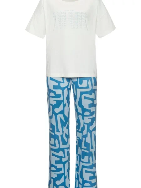 S.Oliver Pijama albastru gențiană / albastru deschis alb