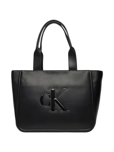 Džínsy Calvin Klein z ekologickej kože čierna