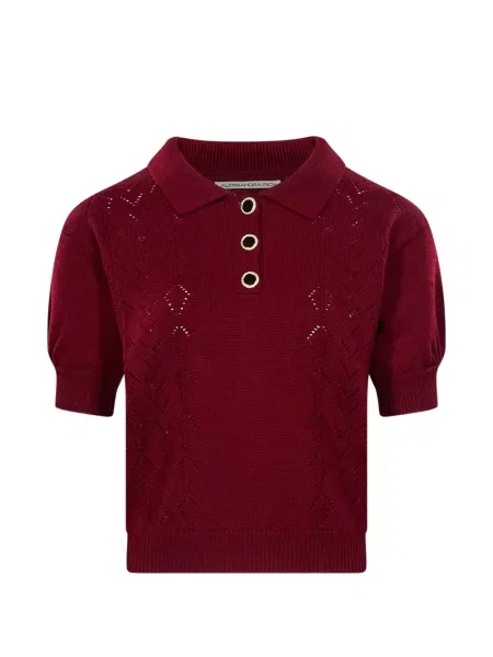 Scurt tricou polo Alessandra Rich tricotate roșu