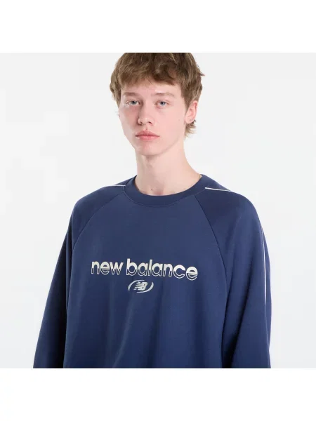 Φούτερ New Balance Trackside French Terry Crew Nb Navy XL ναυτικό