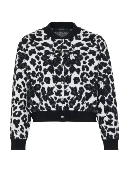 Vero Moda Petite Geacă tricotată VMAPPLE gri metalic / negru alb