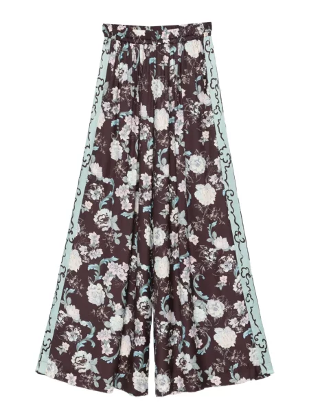 Pantaloni Forte_forte cu model floral cu imagine maro