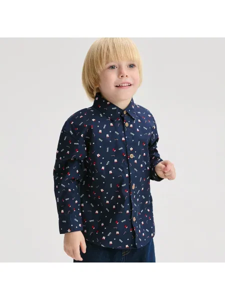 Reserved Teljes felületén karácsonyi mintás ing tengerészkék