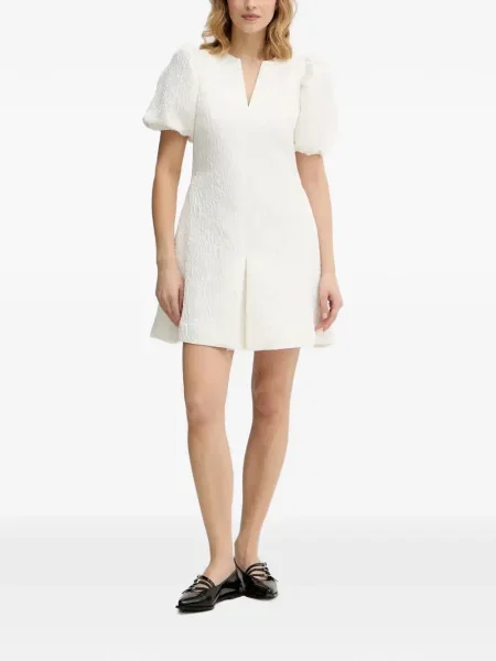Rochie mini Stine Goya cu decolteu în V de costum mini alb