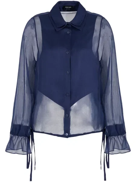 Lung top Giorgio Armani de mătase albastru