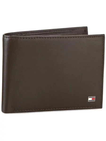 Portfel ze skóry Tommy Hilfiger brązowy