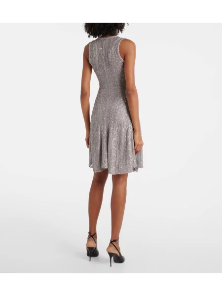 Rochie Alaïa tricotate argintiu