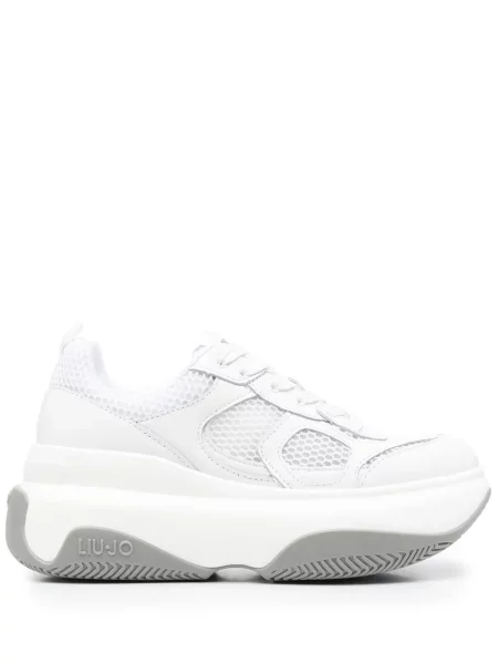 Sneakerși Liu Jo cu șireturi din dantelă alb