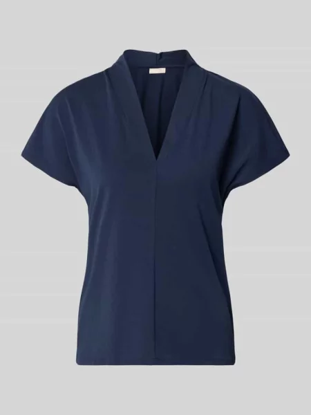 Bluzka o kroju regular fit z dekoltem w serek model Yrsa' Free/quent granatowa