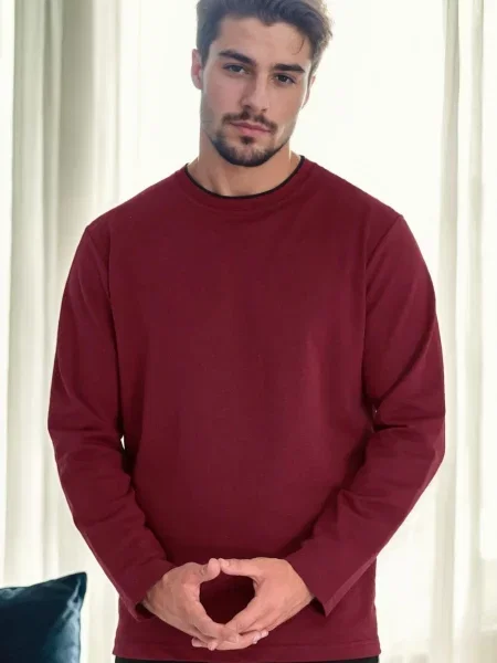 Суичър без качулка Dewberry винено червено