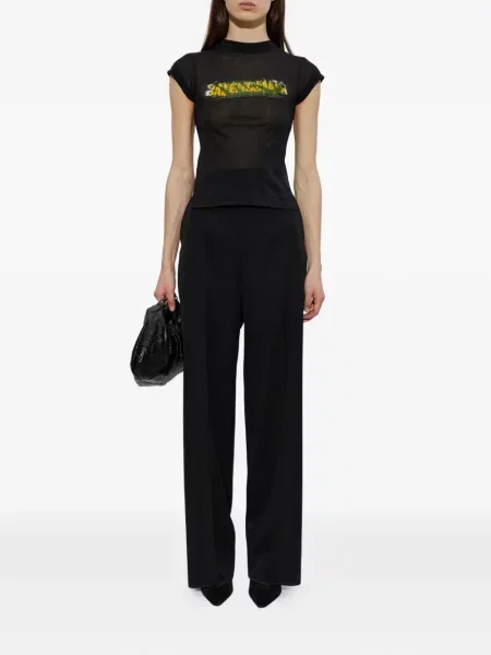 Ασύμμετρη μπλούζα Balenciaga με σχέδιο μαύρο