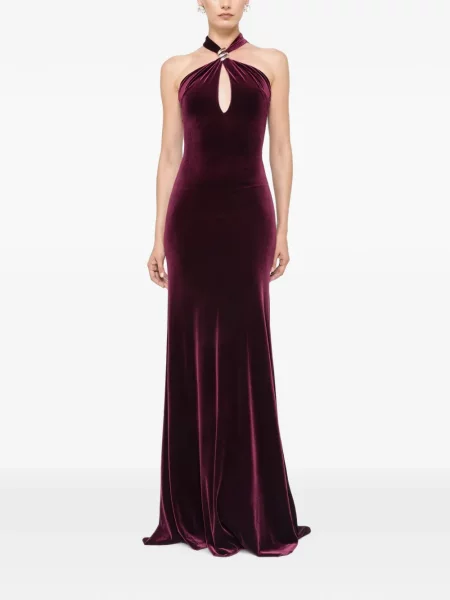 Rochie maxi Nissa de catifea roșu