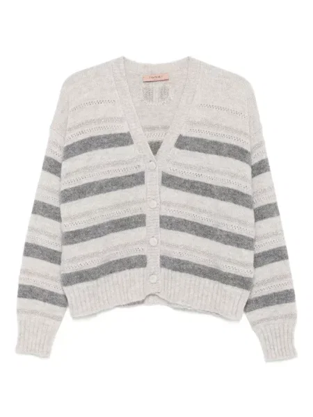 Kardigan Twinset w paski szary