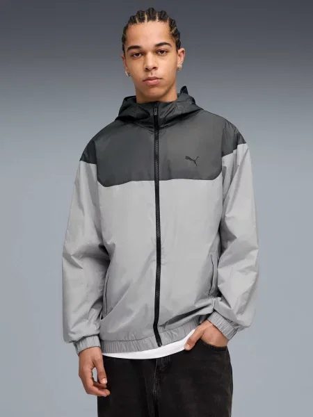 Вітровка PUMA Ess Relaxed Windbreaker комбінований верх сірий