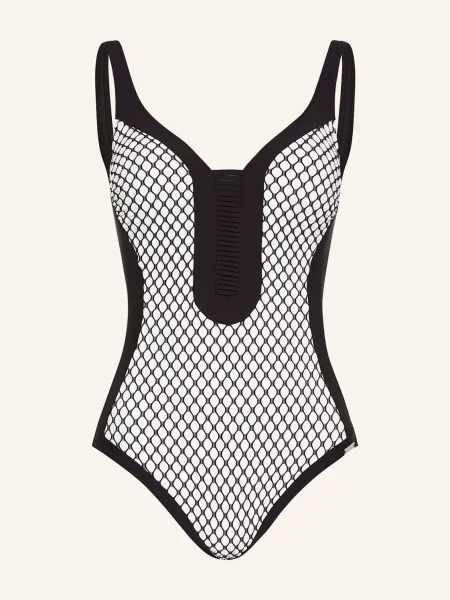 Charmline Strój Kąpielowy Modelujący Textured Dimension schwarz biały
