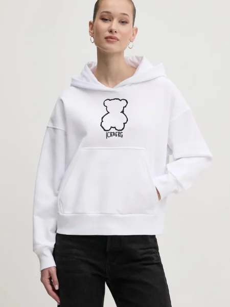 Iceberg hanorac de femei cu glugă cu imprimeu alb