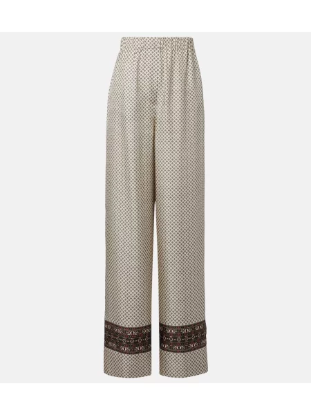Pantaloni Loro Piana de mătase cu imagine