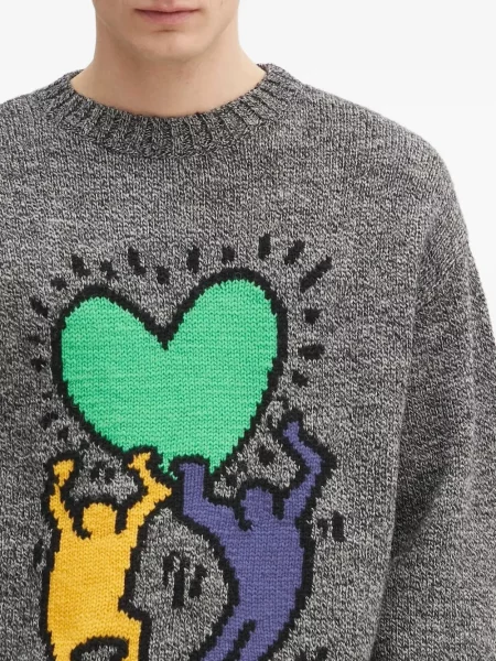 Pulover Wacko Maria de lână cu motiv cu inimi gri