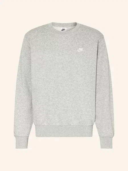 Mikina Nike Club French Terry Crew dark grey heather/white bílá