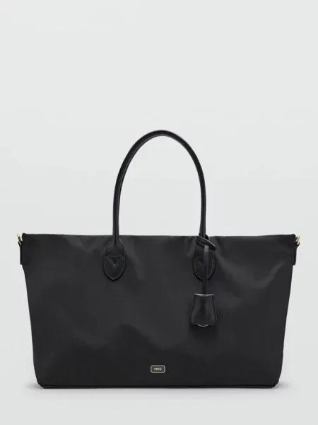 Torba shopper z podwójnym uchwytem Kobieta uniwersalny MANGO czarny