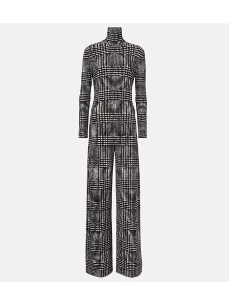 Salopetă Norma Kamali în carouri negru