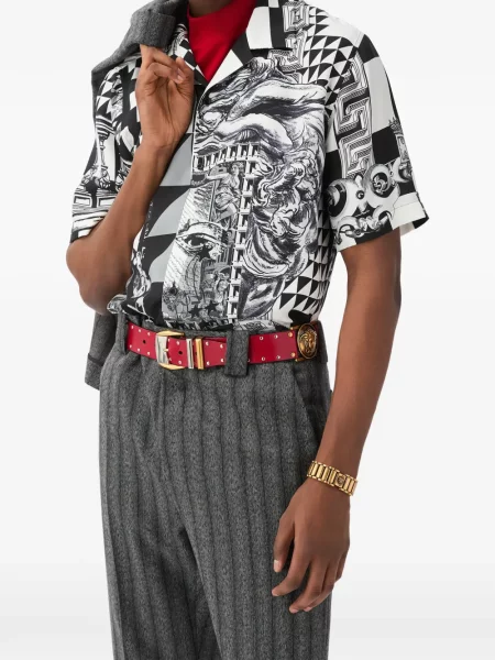 Cămașă Versace de mătase negru