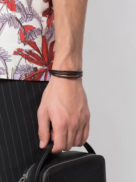 Iš natūralios odos apvynioti apyranke Nialaya Jewelry juoda