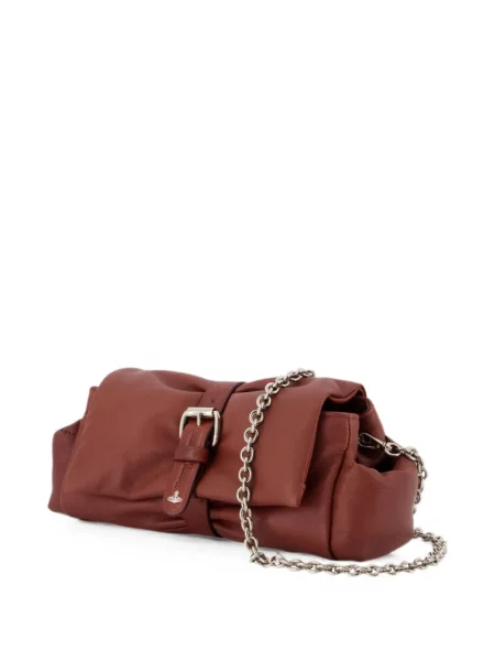 Kožna clutch torbica Vivienne Westwood smeđa