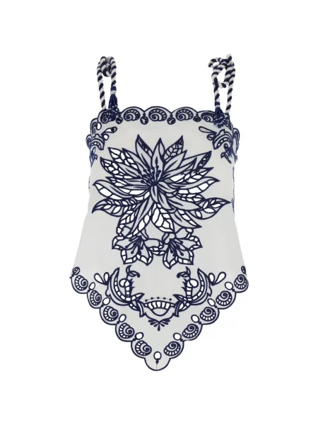Top Farm Rio cu model floral alb