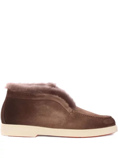 Botine Santoni din piele de căprioară maro