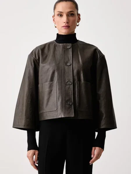 Weekend Max Mara jachetă scurtă pentru femei din piele WKDCALIGA verde