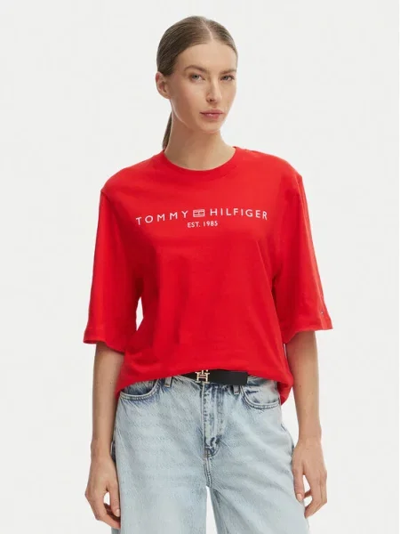 Тениска Tommy Hilfiger оранжево