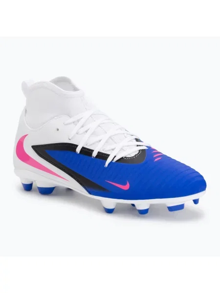 Încălțăminte de fotbal pentru bărbați Nike Phantom 6 High Club FG/MG racer blue/white/pink blast alb
