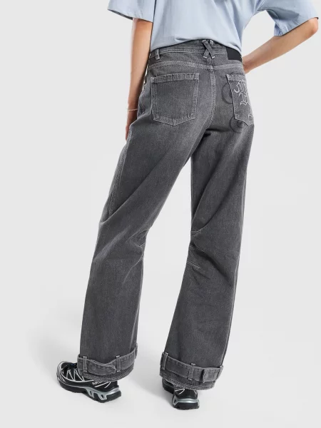 Hoodrich Spodnie Wide Leg Jeans Onyx szare