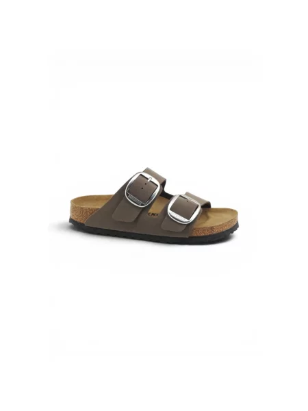 Klapki Birkenstock na sprzączkę brązowe