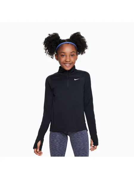 Gyerek edző hosszú ujjú póló Nike Dri-Fit Zip black/white. Méret: fehér