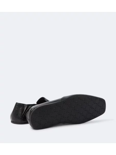 Кожени лоуфъри Gucci черно