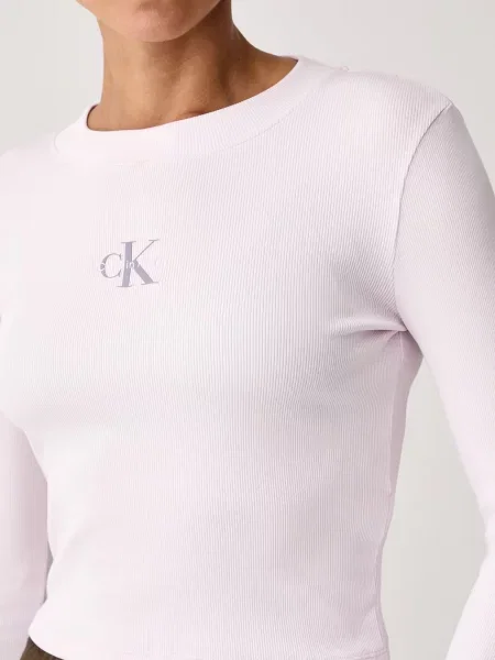 Calvin Klein Jeans блуза с дълги ръкави дамска от с розово